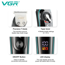VGR V-075 T Bıçak Sıfır Kesim LCD Ekran Şarjlı Tıraş Makinesi