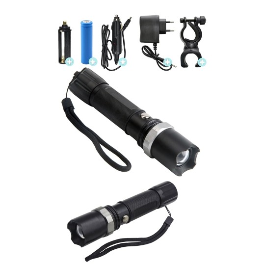 Km-110 Profesyonel Şarjlı El Feneri Ledli+flashlight+zoom Özellikli 6 Parça Full Set